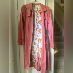Gently Worn Ben Sherman Dusty Rose Trench Coat with floral lining.